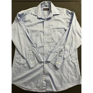 Donald J Trump Collection Size 15.5 32 33 Mens Blue Button Down Pocket Shirt